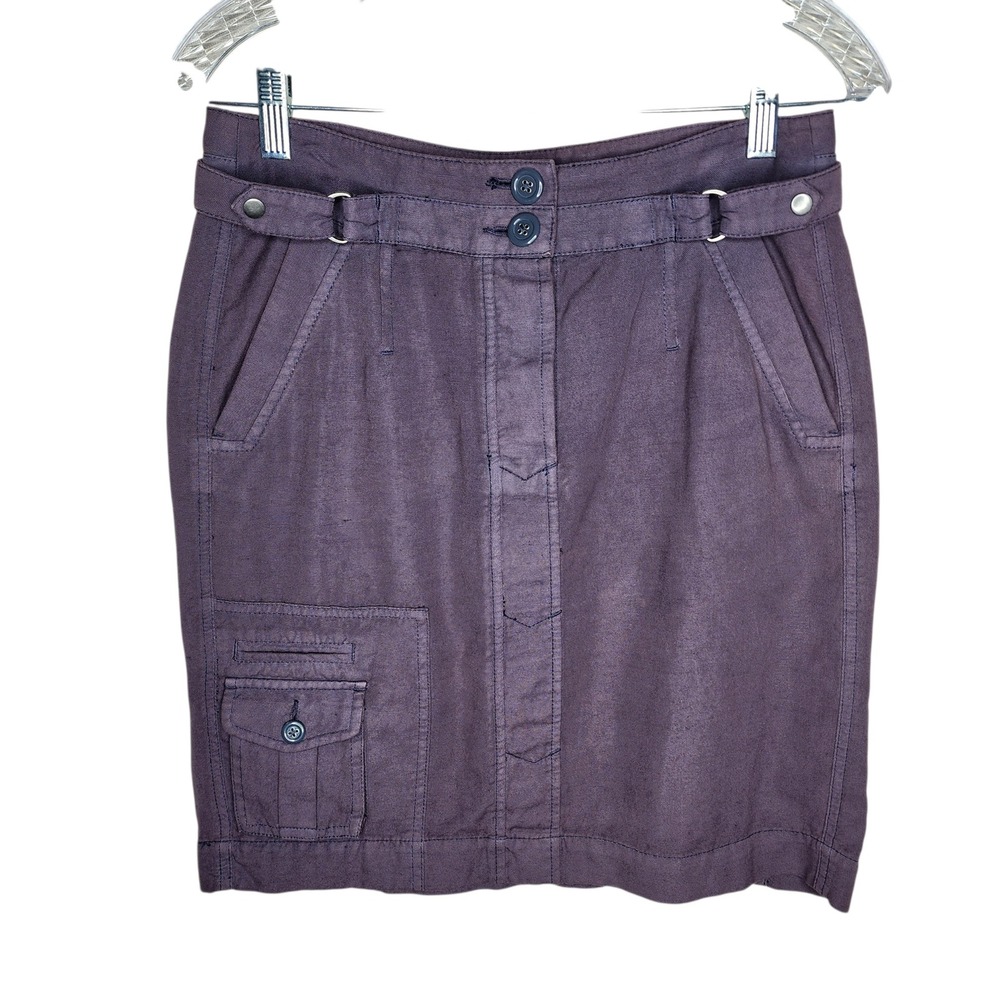 Anthropologie Daughters of the Liberation Cotton Linen Utility Mini Skirt Size 4
